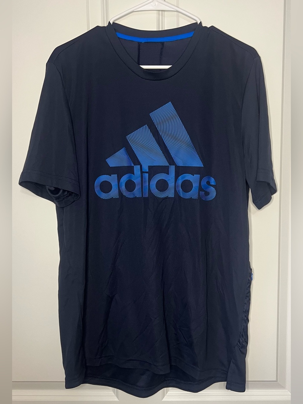 adidas Black Short-Sleeve Tee with Blue Logo